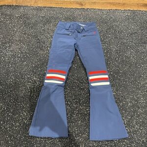 PERFRCT MOMENT | Blue Flared Ski Pants with Striped Accents
